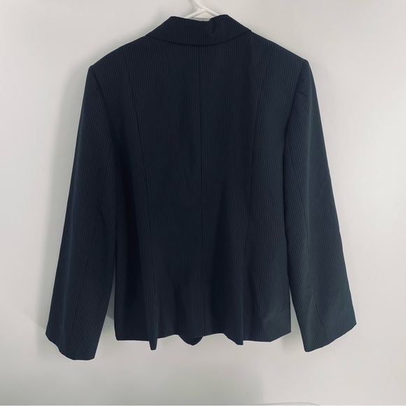 Tahari ASL Petite Pin Striped Tie Button Front Lined Suit Blazer Jacket Office - Picture 6 of 11